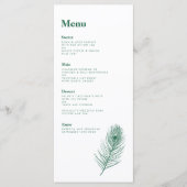 Emerald Green Feather Modern Wedding Menu Kaart (Voorkant)