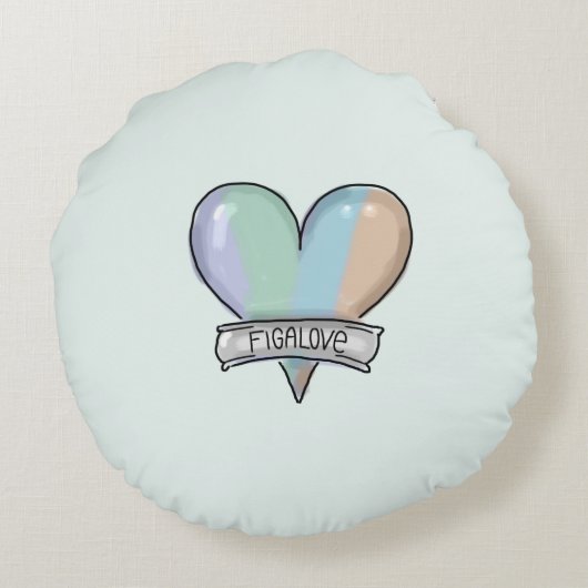 Emerald Green Figaro round pillow Rond Kussen (Achterkant)