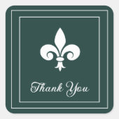Emerald Green Fleur de Lis Dank u Stickers (Voorkant)
