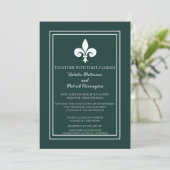 Emerald Green Fleur de Lis Faire-part de mariage (Debout devant)