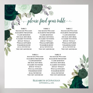 Emerald Green Floral 5 Tableau Mariage