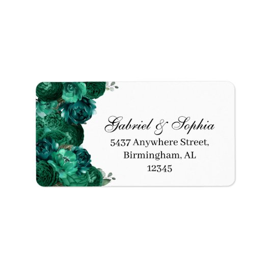 Emerald Green Floral Address Label (Voorkant)