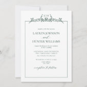 Emerald Green Floral Border Monogram Weddenschap Kaart (Voorkant)