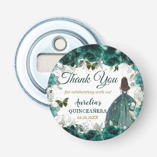 Emerald Green Floral Butterflies Princess Favor Button Flesopener