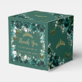 Emerald Green Floral Butterflies Quinceanera Mini Bedankdoosjes (Achterkant)