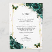 Emerald Green Floral Butterflies Quinceanera Programma (Voorkant)