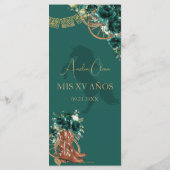 Emerald Green Floral Charro Quinceañera XV Menu (Dos)