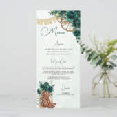 Emerald Green Floral Charro Quinceañera XV Menu (Debout devant)