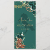 Emerald Green Floral Charro Quinceañera XV Menu (Dos)