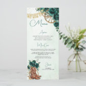 Emerald Green Floral Charro Quinceañera XV Menu (Debout devant)