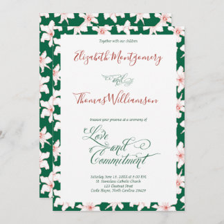 Emerald Green Floral Commitment Ceremony Kaart