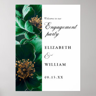 Emerald Green Floral Engagement Affiche de bienven