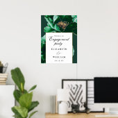 Emerald Green Floral Engagement Affiche de bienven (Bureau à domicile)