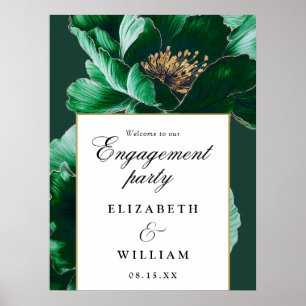 Emerald Green Floral Engagement Affiche de bienven