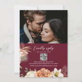 Emerald Green Floral Mariage QR Code Invitation (Dos)