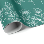 Emerald Green Floral Modern Rustic Elegant Cadeaupapier (Rol Hoek)