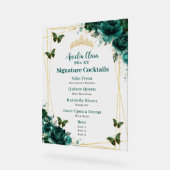 Emerald Green Floral Quinceanera Bar Cocktail Menu (Angle)