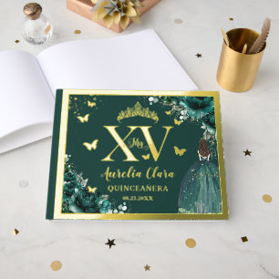 Emerald Green Floral Quinceañera Quince 15 XV Or