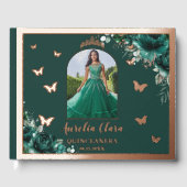 Emerald Green Floral Rose Gold Quinceañera Photo (Recto)