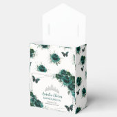 Emerald Green Floral Silver Quinceañera Butterfly Bedankdoosjes (Geopend)