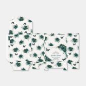 Emerald Green Floral Silver Quinceañera Butterfly Bedankdoosjes (Uitgevouwen)