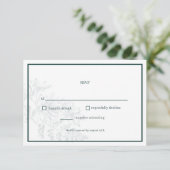 Emerald Green Floral Simple Mariage Carte RSVP (Debout devant)