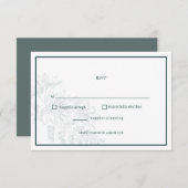 Emerald Green Floral Simple Mariage Carte RSVP (Devant / Derrière)