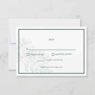 Emerald Green Floral Simple Mariage Carte RSVP
