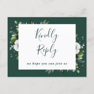 Emerald Green Floral Song Request RSVP Briefkaart