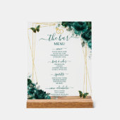 Emerald Green Floral Wedding Bar Cocktail Menu (Recto)