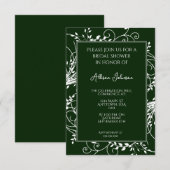 Emerald Green Flourish Bridal Shower Uitnodiging (Voorkant / Achterkant)