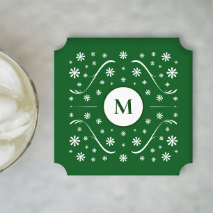 Emerald Green Flower Power Monogram Onderzetter