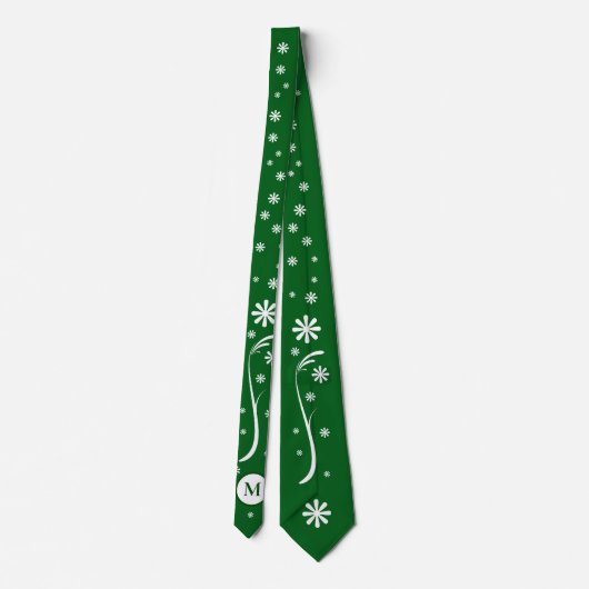 Emerald Green Flower Power Monogram Stropdas (Achterkant)
