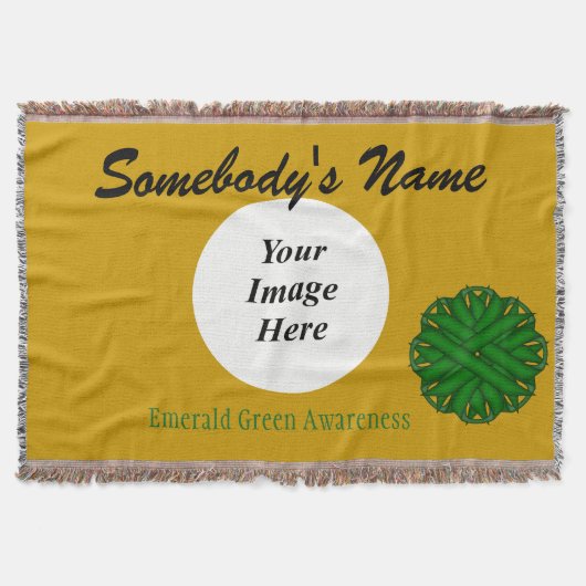 Emerald Green Flower Ribbon Sjabloon door K Yoncic Deken (Voorkant)