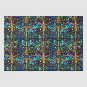 Emerald Green Forest Faux Glas in lood Patroon Tissuepapier