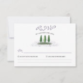 Emerald Green Forest Tree Lavender Wedding RSVP Kaartje (Voorkant)