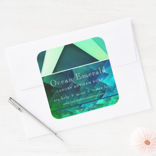 Emerald Green Gem Abstracte geometrische productla Vierkante Sticker (Envelop)