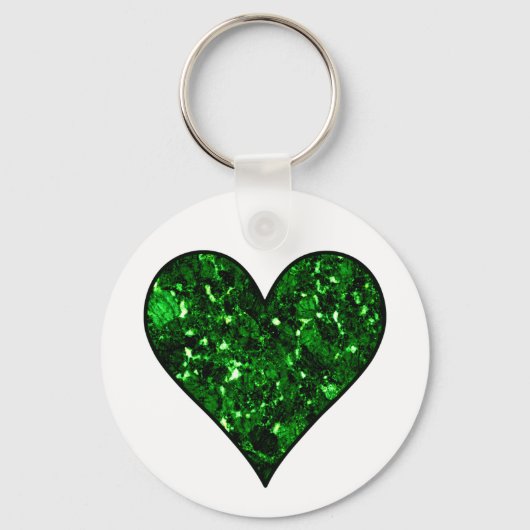 Emerald Green Gem Heart Sleutelhanger (Voorkant)