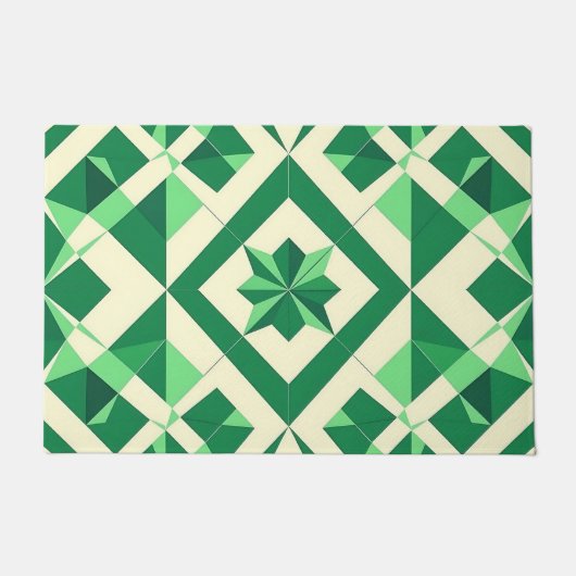 Emerald Green Geometric Star Pattern Deurmat (Voorkant)