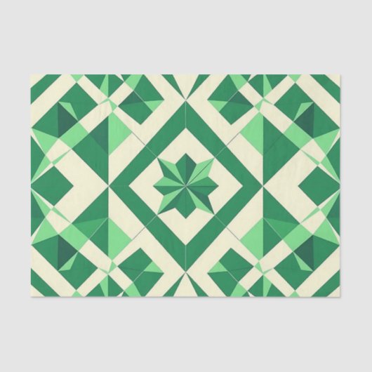 Emerald Green Geometric Star Pattern Tissuepapier (Voorkant)
