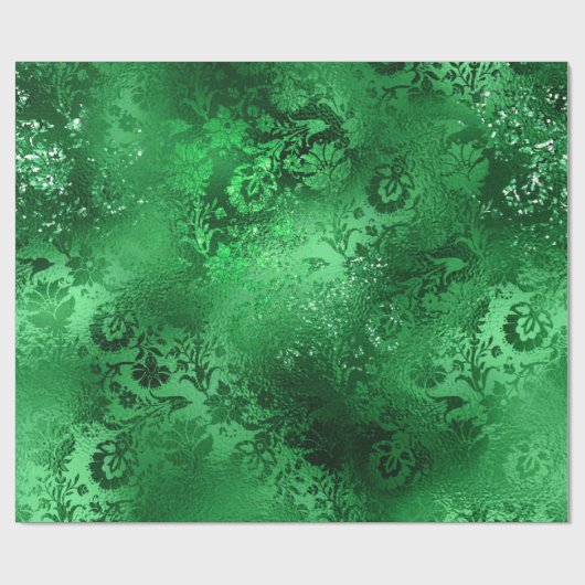 Emerald Green Glam Damask Pattern Cadeaupapier (Vlak)