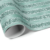 Emerald Green Glam Glitter Stripes Cadeaupapier (Rol Hoek)