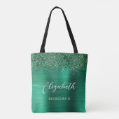 Emerald Green Glam Metallic Script Bridesmaid Draagtas (Achterkant)