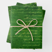  Emerald Green Glimmer Grunge Damask Script Inpakpapier Vel (In situ)