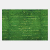 Emerald Green Glimmer Grunge Damask Script Inpakpapier Vel (Voorkant)