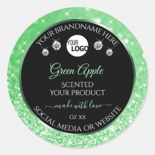 Emerald Green Glitter Black Product Labels Logo