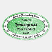 Emerald Green Glitter met diamanten — Productlabel Ovale Sticker (Voorkant)
