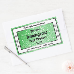 Emerald Green Glitter met diamanten — Productlabel Rechthoekige Sticker