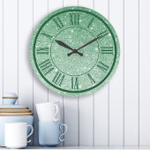 Emerald Green Glitter Roman Numeral Sparkle Girly Grote Klok