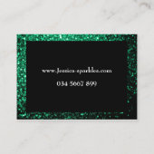 Emerald Green glitter sparkles lijst Black Visitekaartje (Achterkant)